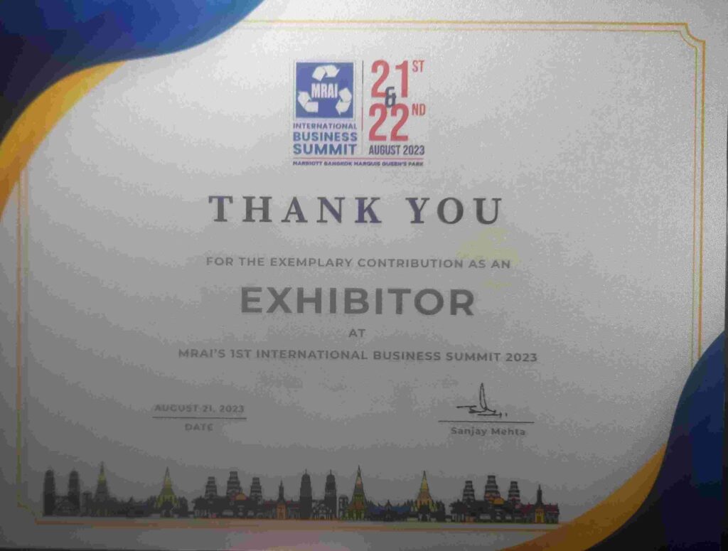 Exhibitor at MRAI's 1st International Business Summit 2023